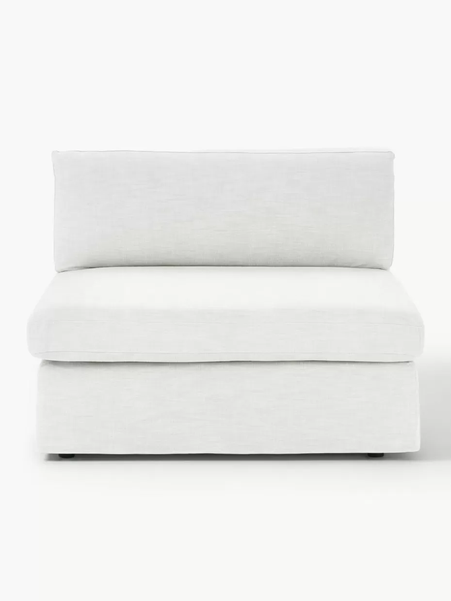 Sofas | Sofaserien-Westwing Collection Mittelmodul Russell mit abnehmbaren Bezügen Webstoff Off White