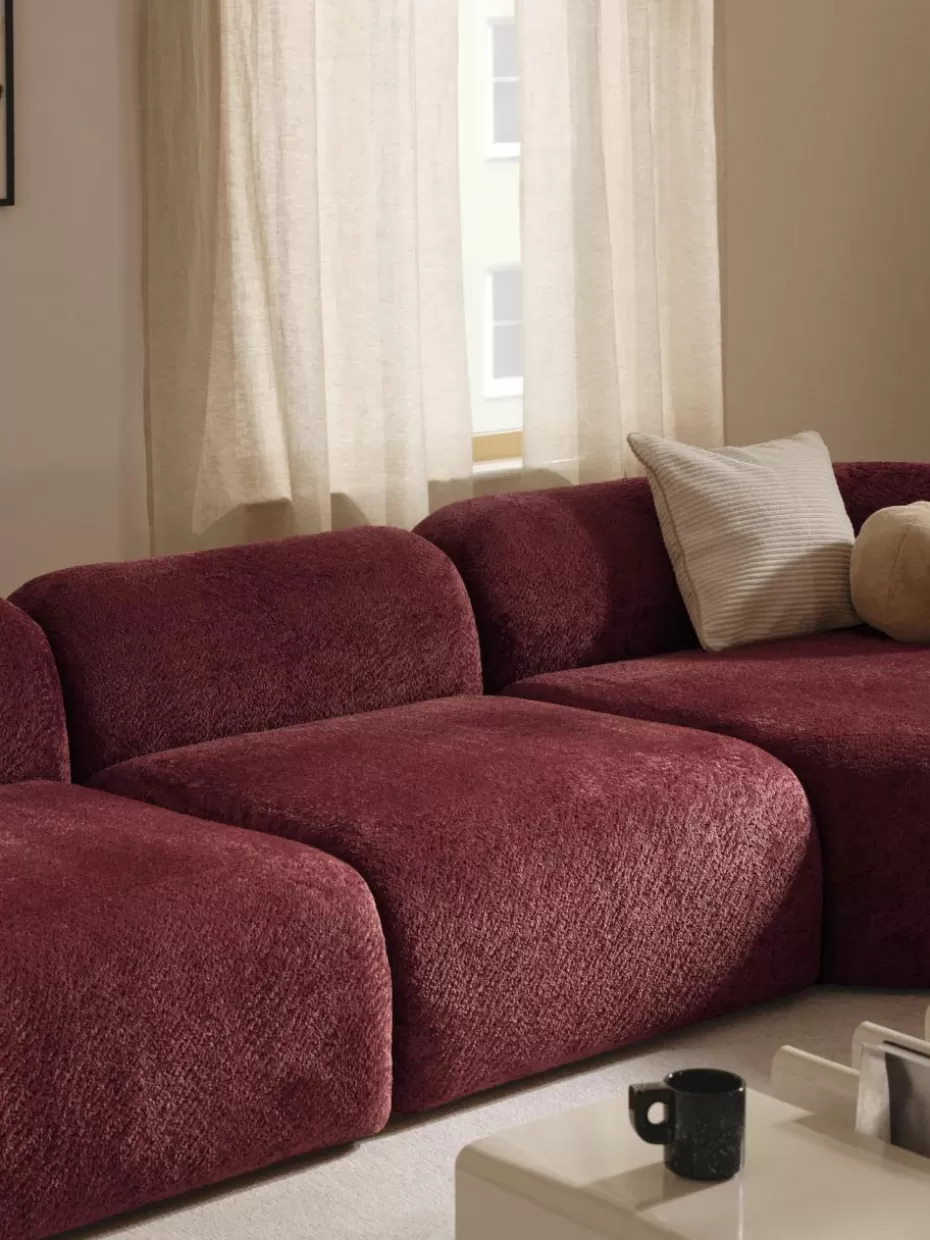 Sofas | Sofaserien-Westwing Collection Mittelmodul Wolke aus Teddy-Bouclé Teddy-Bouclé Weinrot