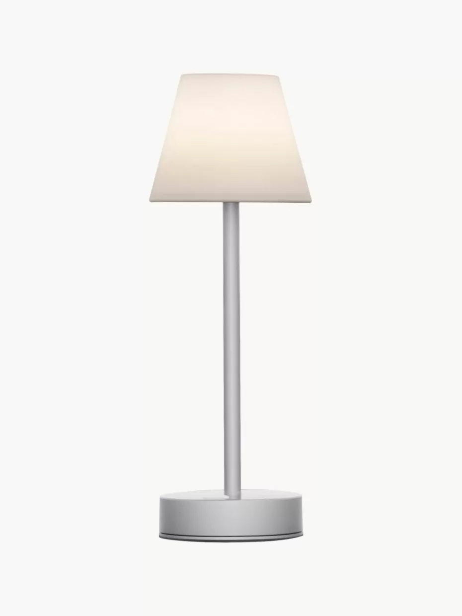Outdoor Tischlampen | Led-Tischleuchten-Westwing Mobile dimmbare LED-Außentischlampe Lola mit Touch-Funktion Weiß, Silberfarben