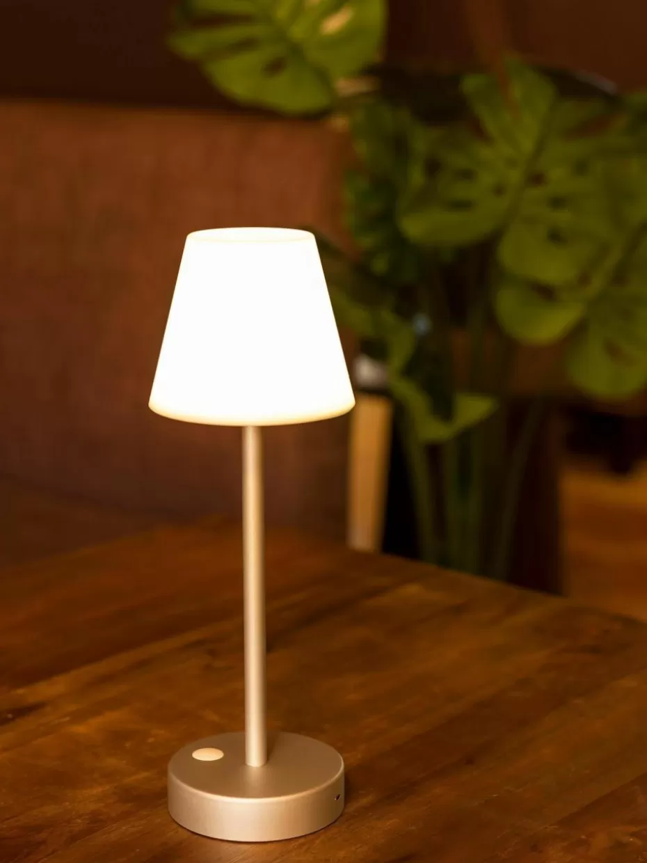 Outdoor Tischlampen | Led-Tischleuchten-Westwing Mobile dimmbare LED-Außentischlampe Lola mit Touch-Funktion Weiß, Goldfarben