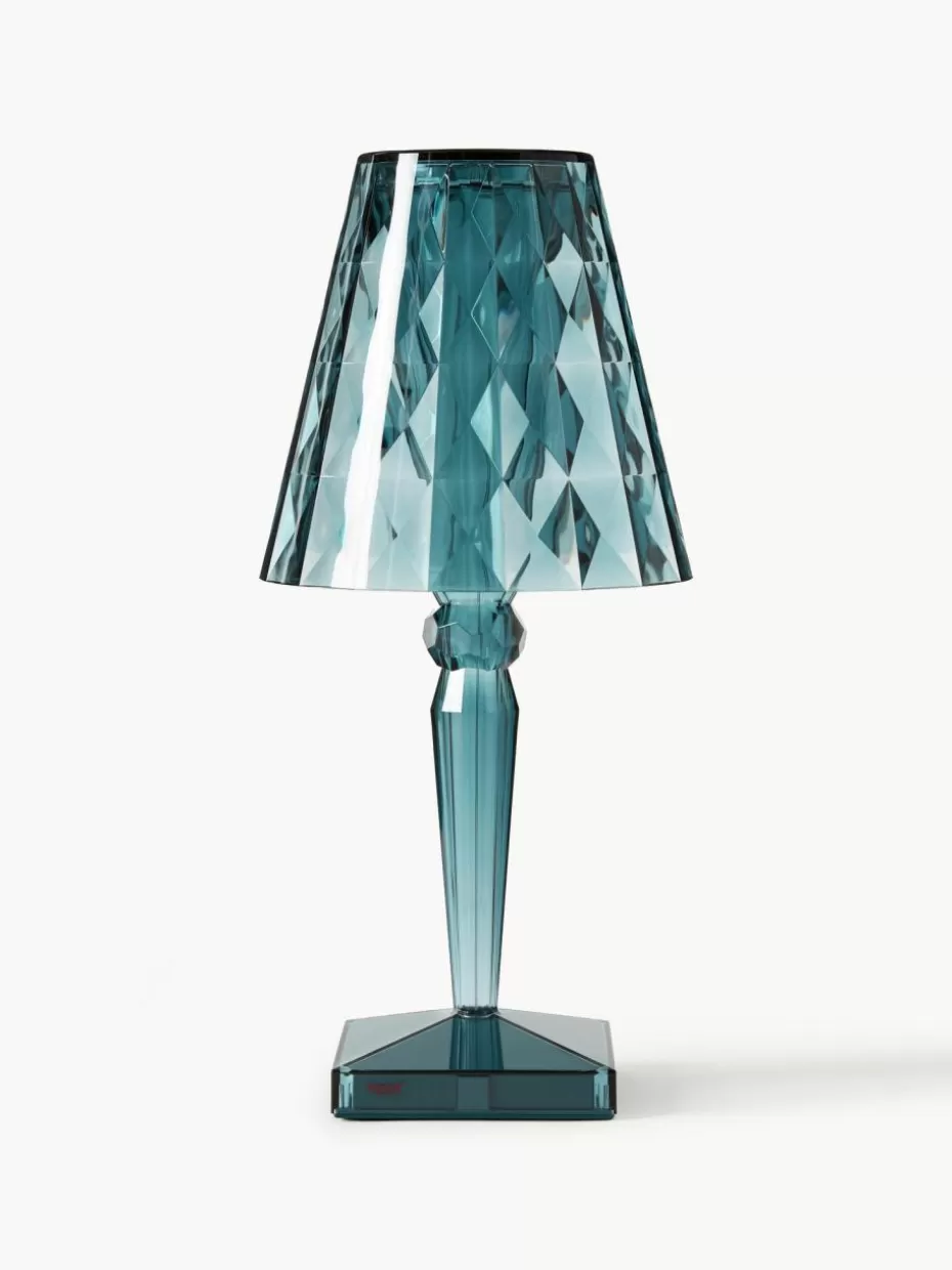 Outdoor Tischlampen | Led-Tischleuchten-Kartell Mobile dimmbare LED-Tischlampe Battery, H 37 cm Petrol
