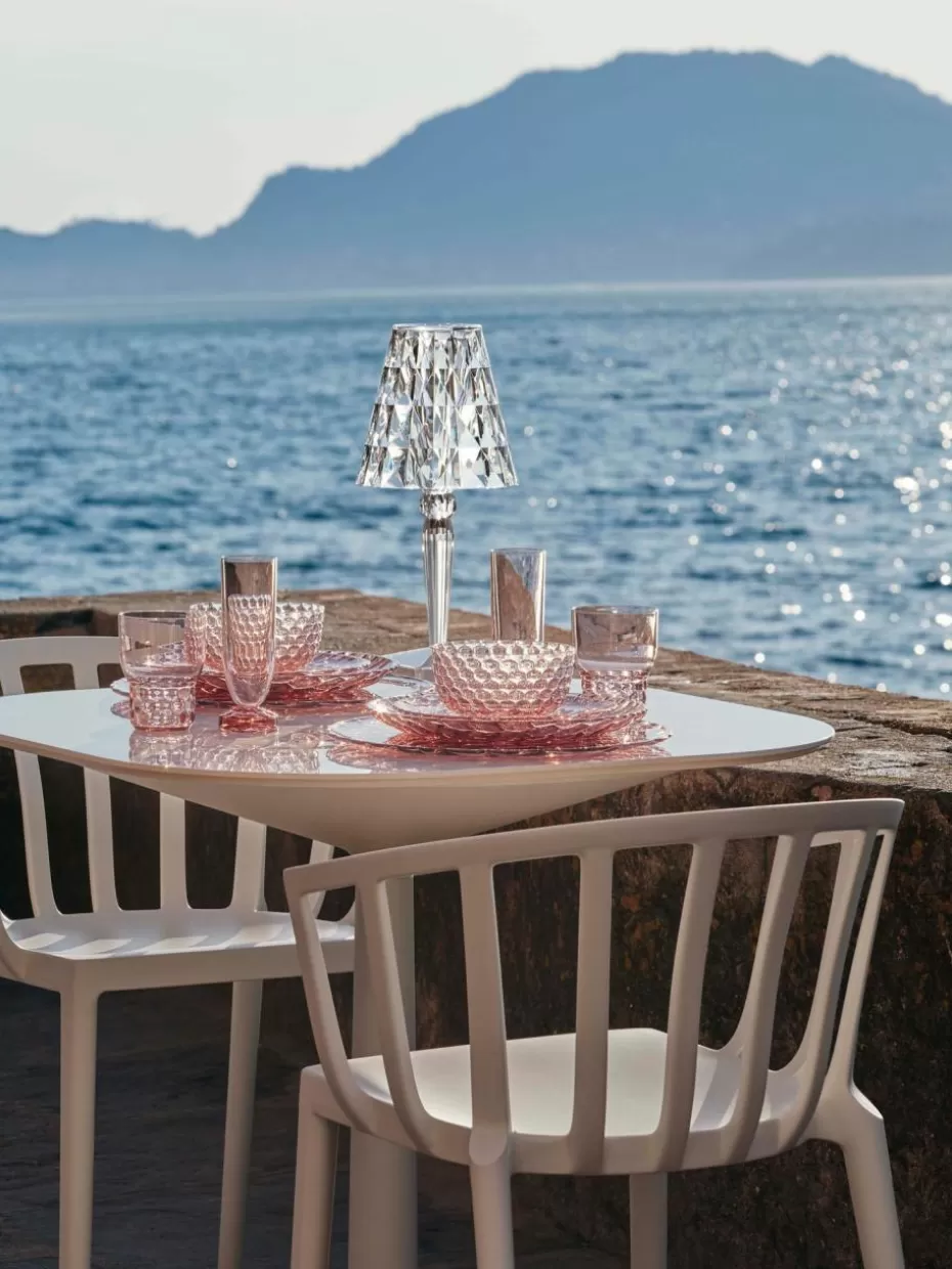 Outdoor Tischlampen-Kartell Mobile dimmbare LED-Tischlampe Battery, H 37 cm Transparent