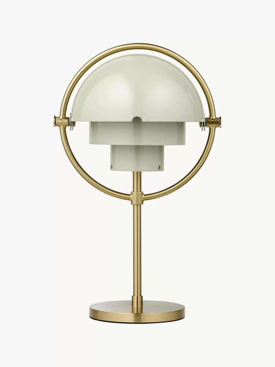 Kabellose Tischlampen-GUBI Mobile dimmbare Tischlampe Multi-Lite, verstellbar Hellgrau glänzend, Goldfarben glänzend