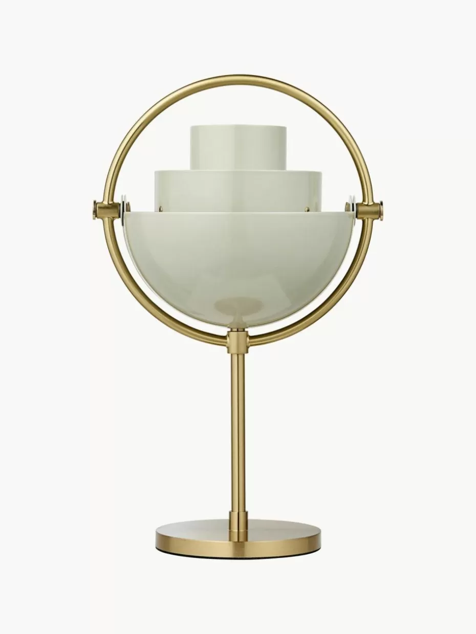 Kabellose Tischlampen-GUBI Mobile dimmbare Tischlampe Multi-Lite, verstellbar Hellgrau glänzend, Goldfarben glänzend