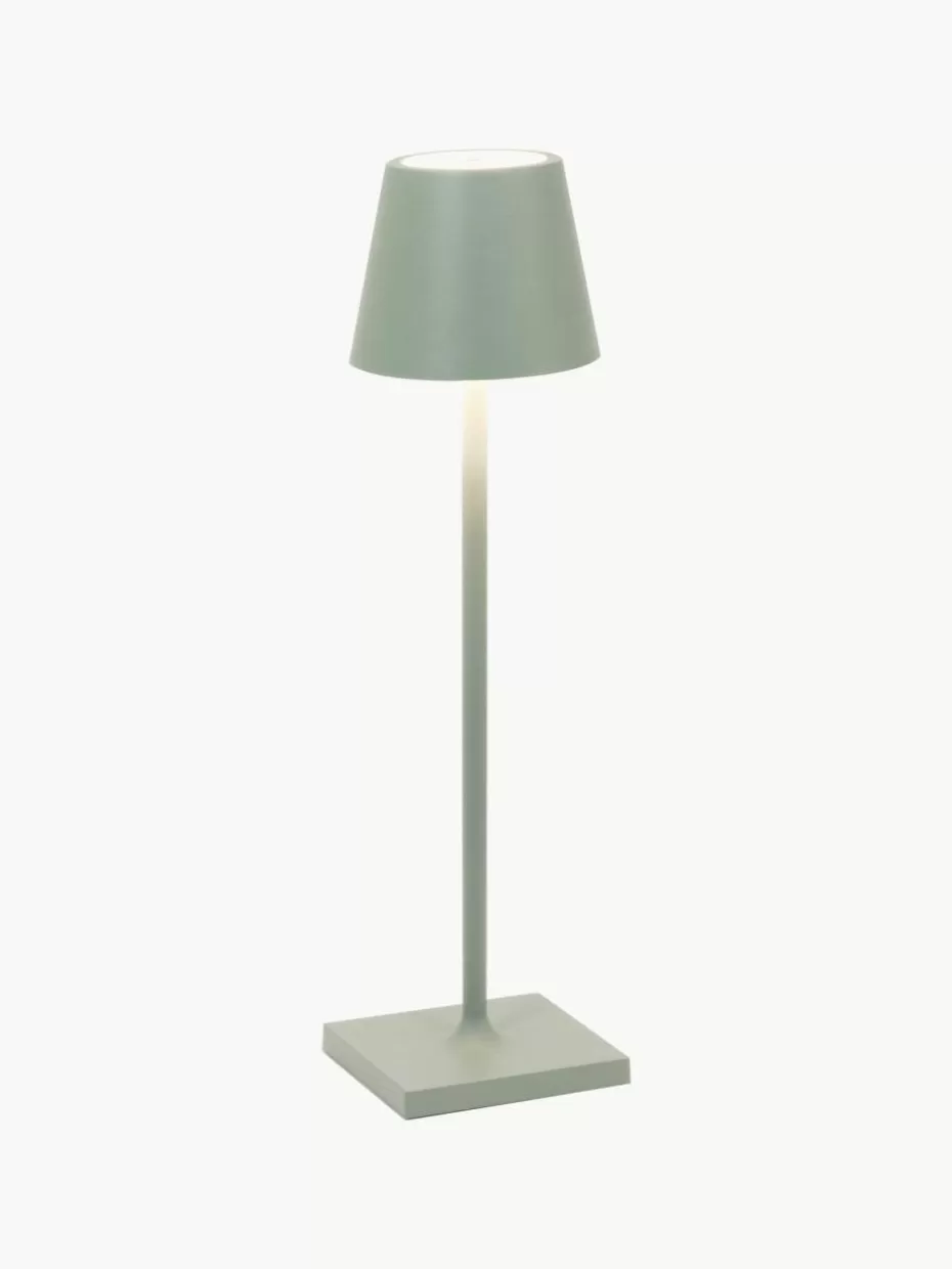 Led-Tischleuchten-Zafferano Mobile LED-Tischlampe Poldina, dimmbar Salbeigrün, matt