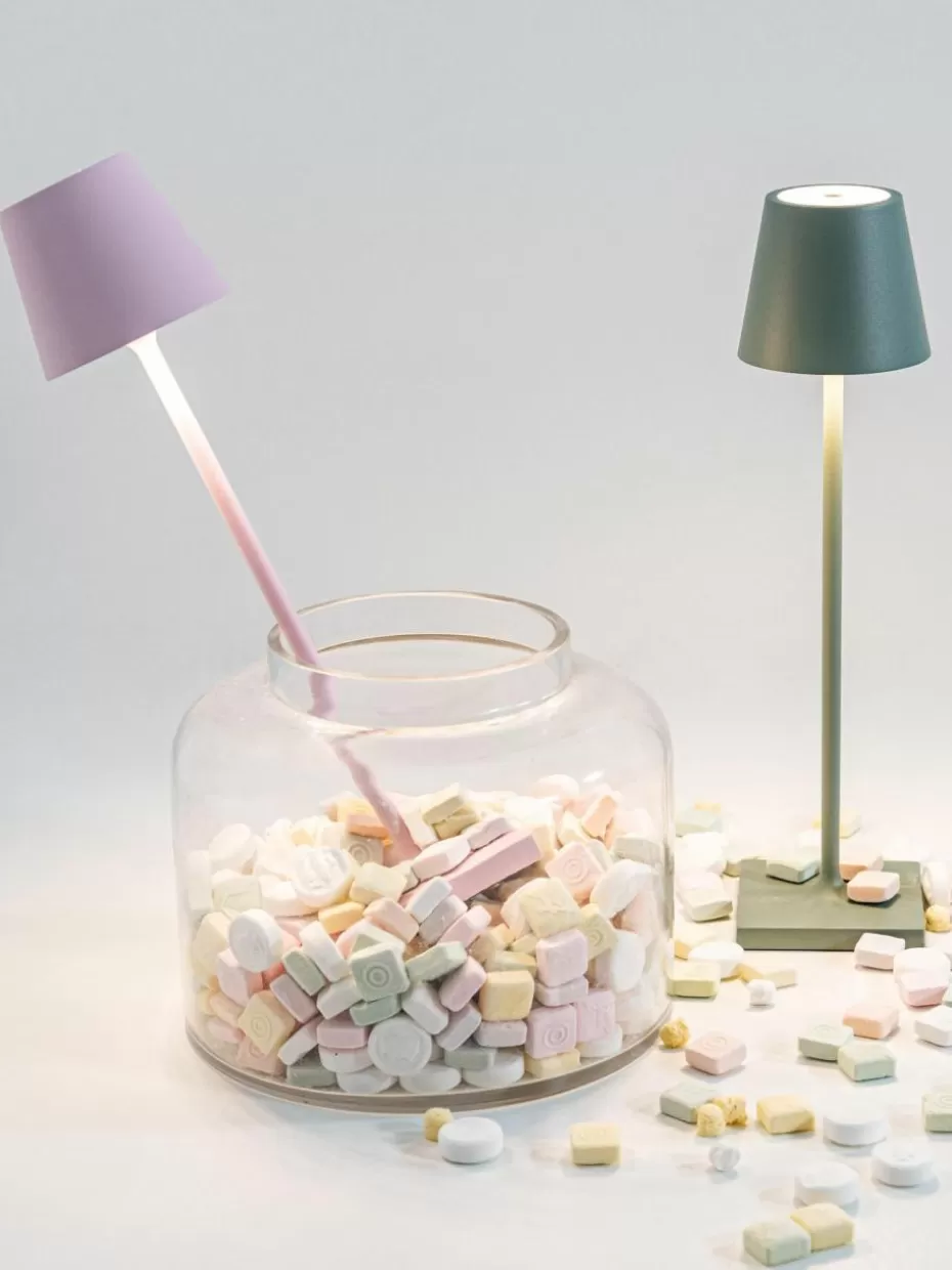 Led-Tischleuchten-Zafferano Mobile LED-Tischlampe Poldina, dimmbar Salbeigrün, matt