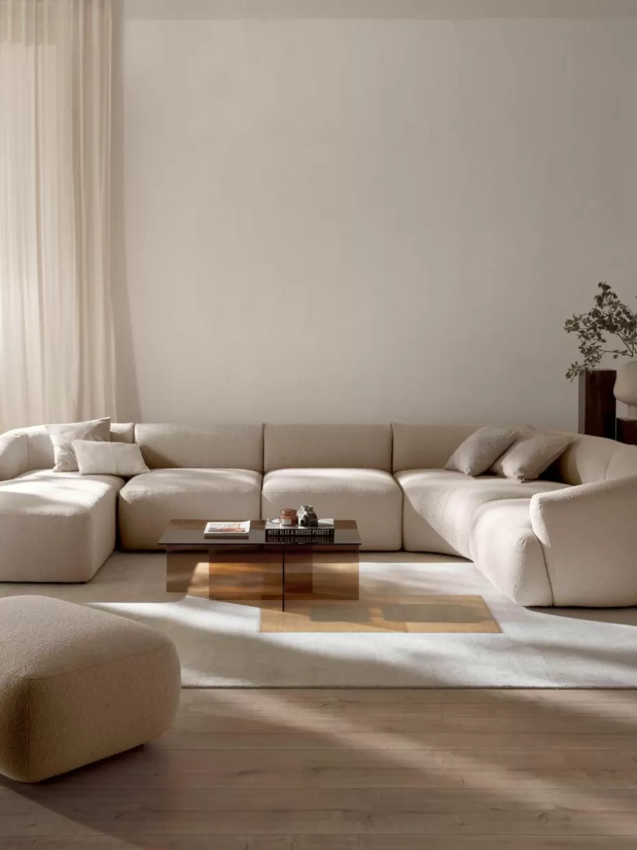 Sofas | Sofaserien-Westwing Collection Modulare Bouclé-Wohnlandschaft Sofia Bouclé Hellbeige