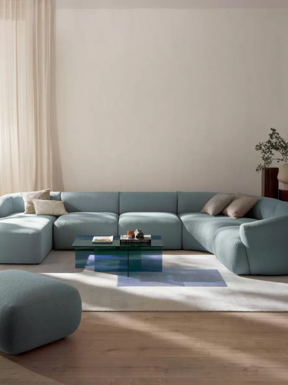 Sofas | Sofaserien-Westwing Collection Modulare Bouclé-Wohnlandschaft Sofia Bouclé Blau
