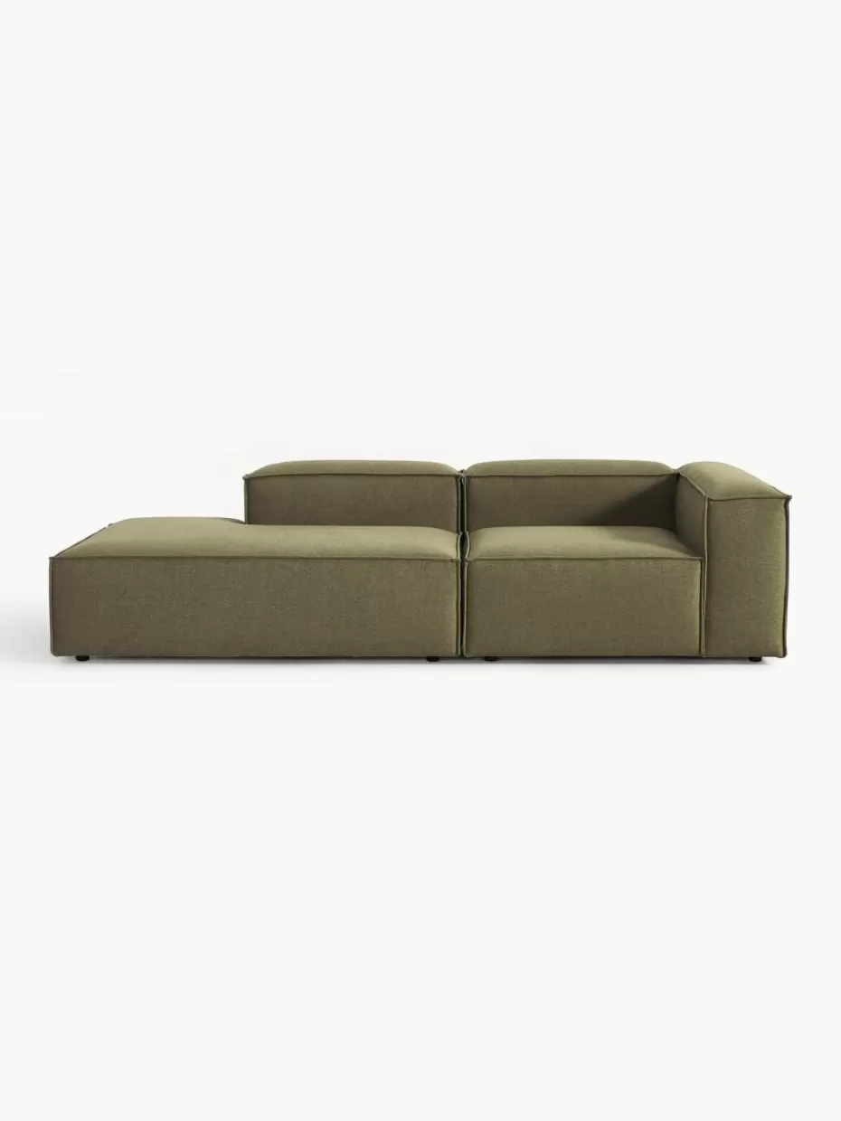 Sofas | Sofaserien-Westwing Collection Modulare Ottomane Lennon Webstoff Olivgrün