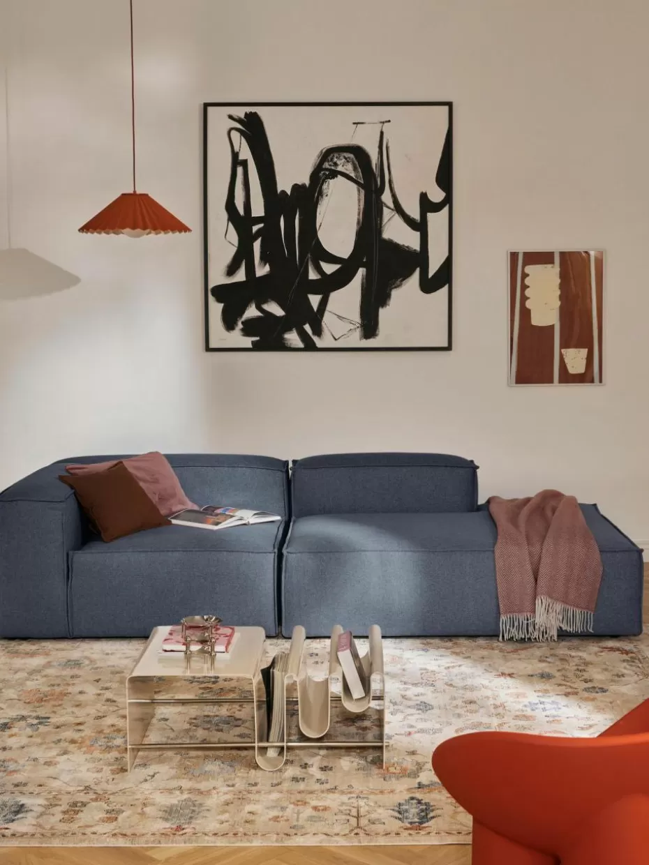 Sofas | Sofaserien-Westwing Collection Modulare Ottomane Lennon Webstoff Dunkelblau