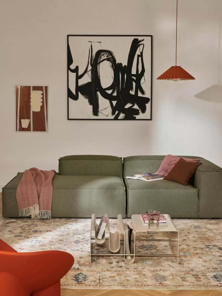 Sofas | Sofaserien-Westwing Collection Modulare Ottomane Lennon Webstoff Olivgrün