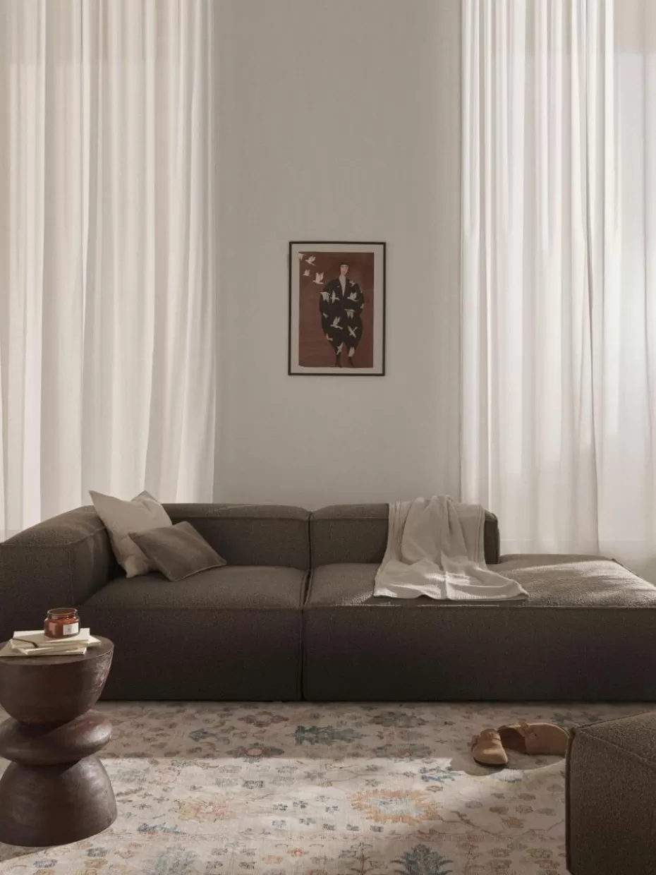 Sofas | Sofaserien-Westwing Collection Modulare Ottomane Lennon aus Bouclé Bouclé Greige