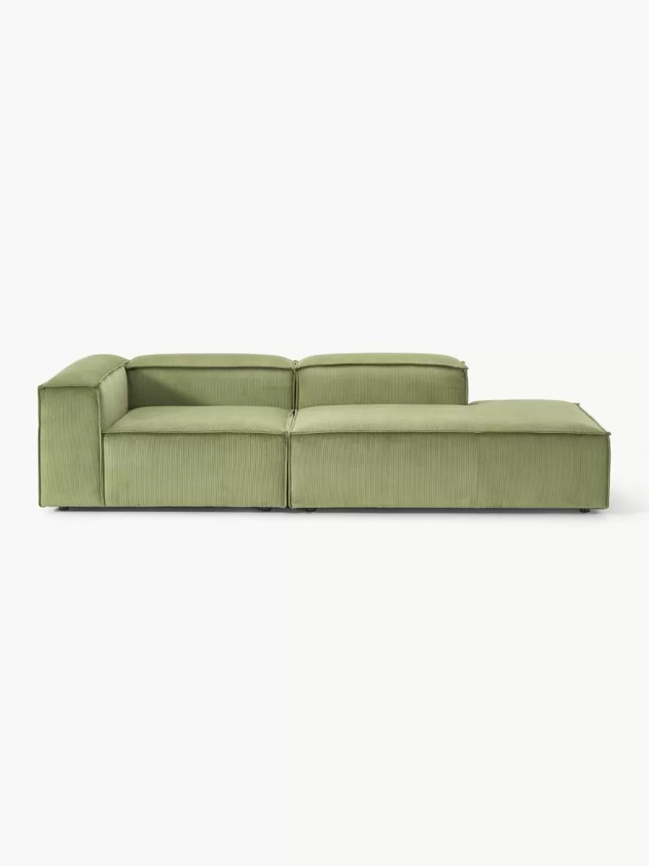 Sofas | Sofaserien-Westwing Collection Modulare Ottomane Lennon aus Cord Cord Olivgrün