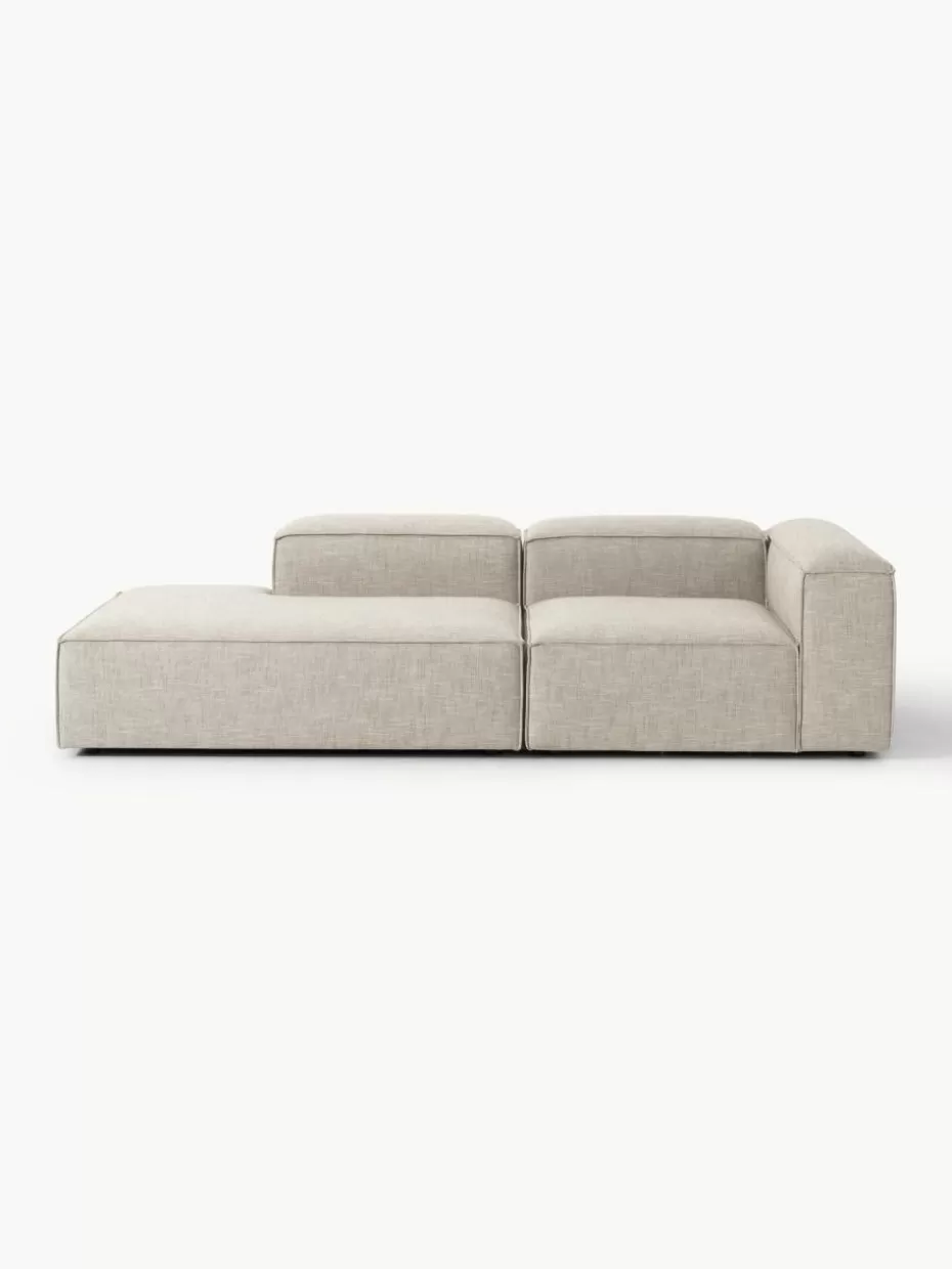 Sofaserien-Westwing Collection Modulare Ottomane Lennon aus Leinen-Mix Leinen-Mix Grau