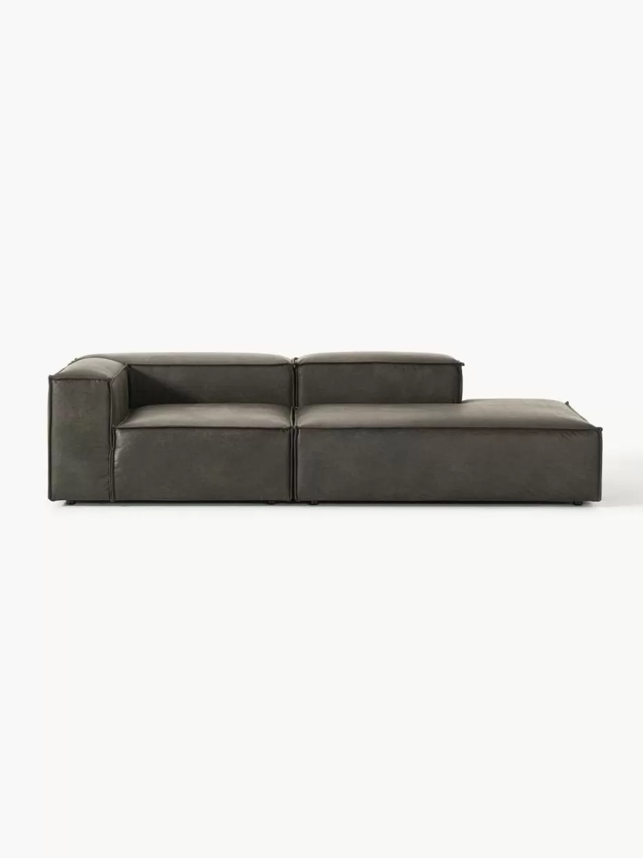 Sofas | Sofaserien-Westwing Collection Modulare Ottomane Lennon aus recyceltem Leder Leder Taupe