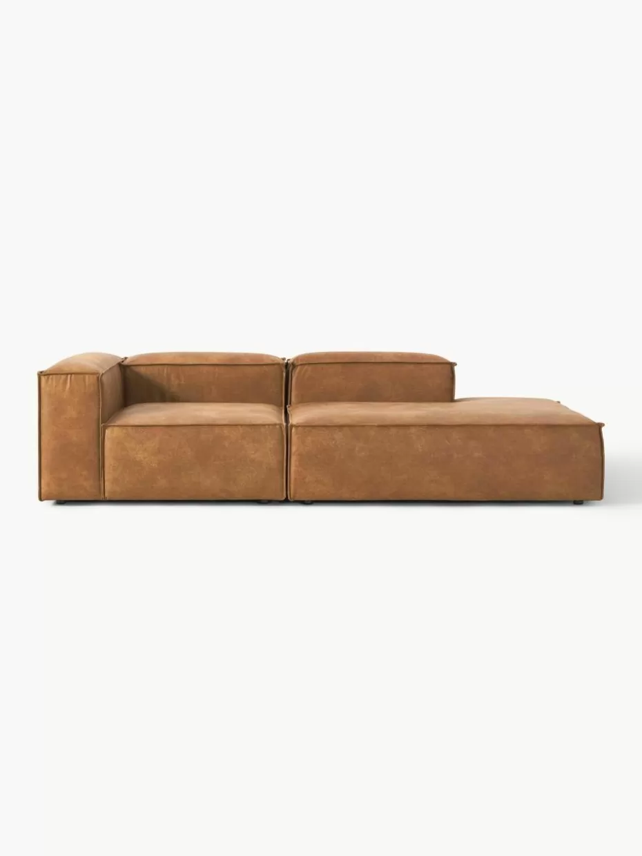 Sofas | Sofaserien-Westwing Collection Modulare Ottomane Lennon aus recyceltem Leder Leder Braun