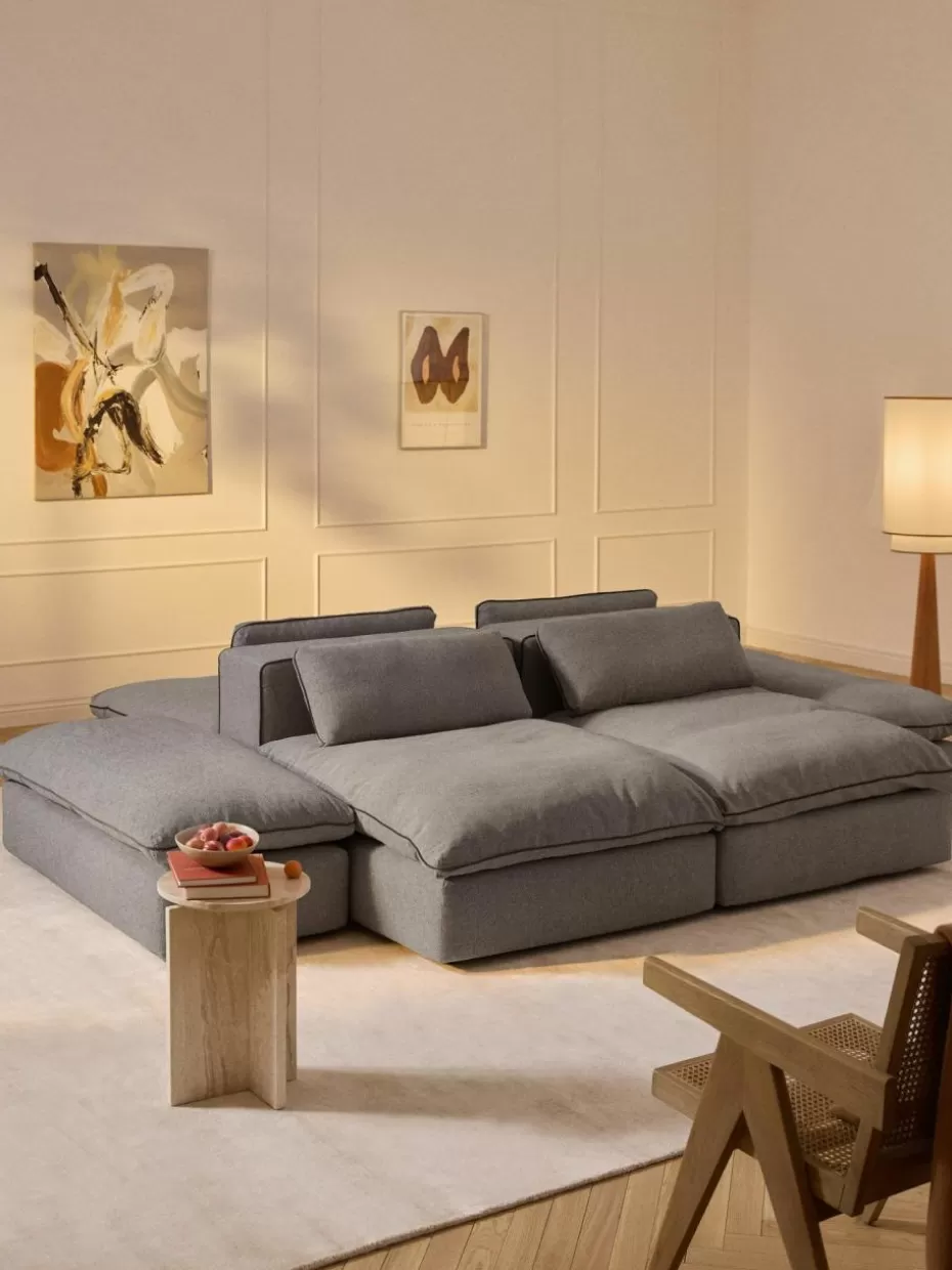 Sofas | Sofaserien-Westwing Collection Modulare Wohnlandschaft Felix Webstoff Dunkelgrau