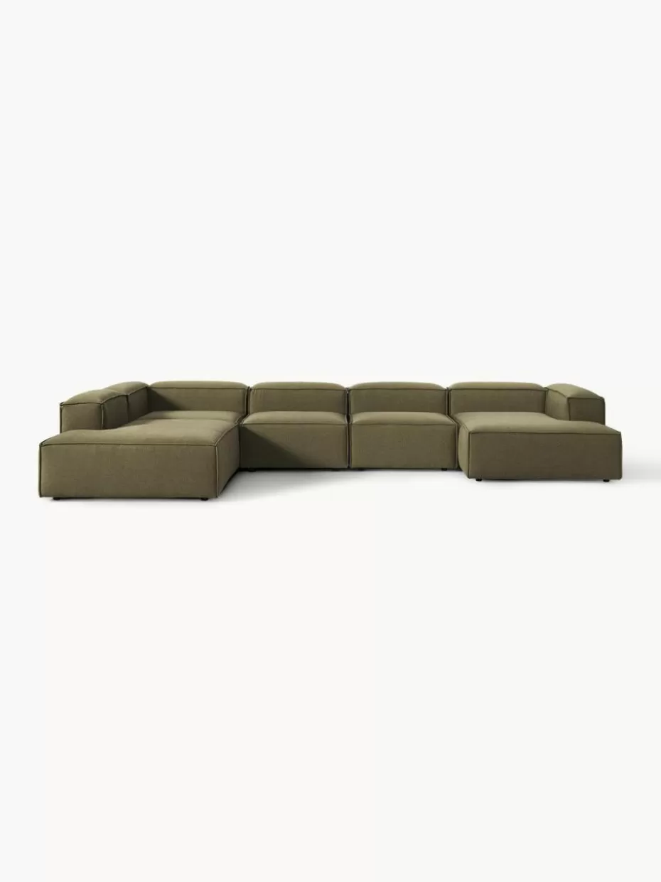 Sofas | Sofaserien-Westwing Collection Modulare Wohnlandschaft Lennon Webstoff Olivgrün