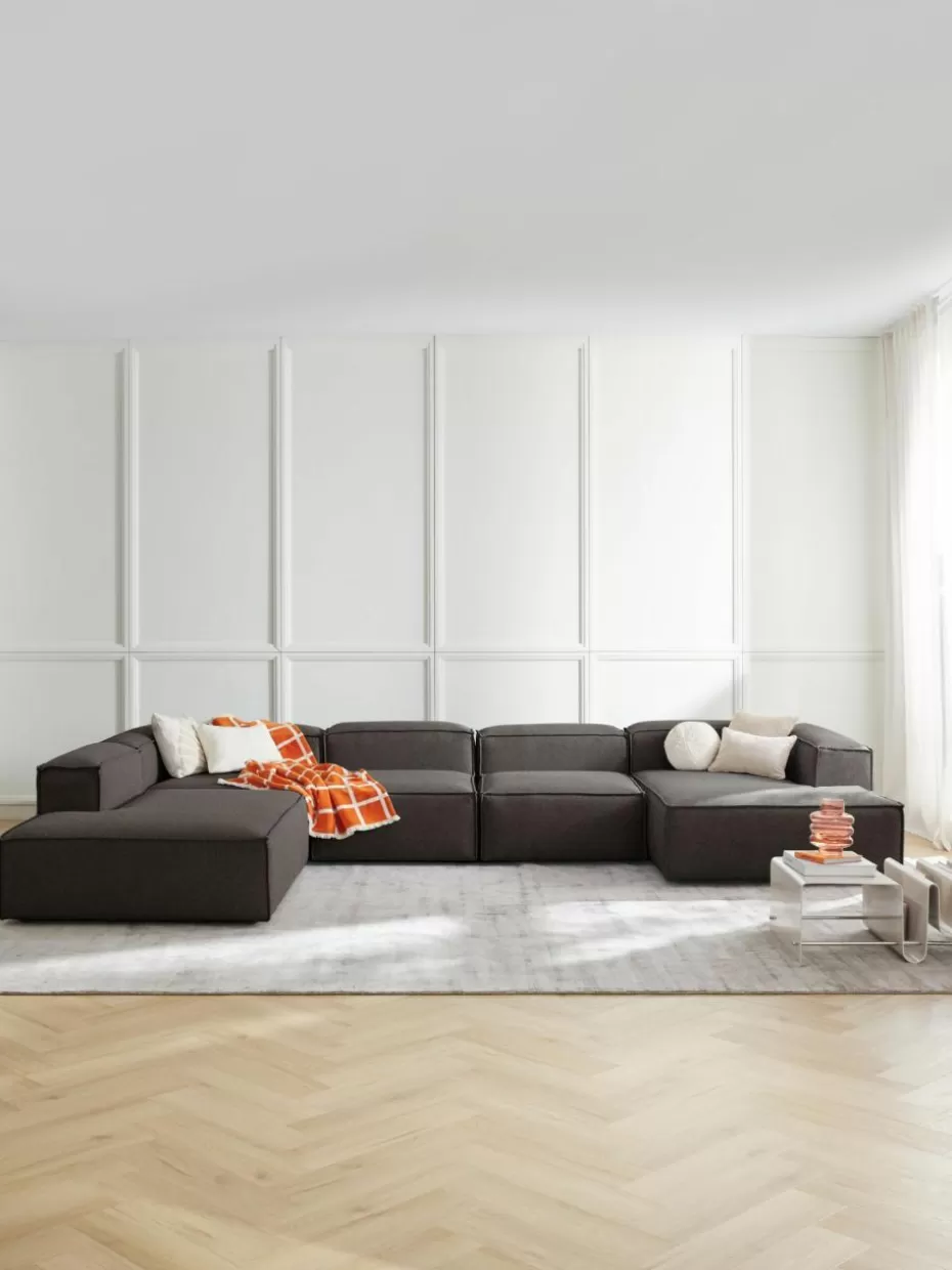 Sofas | Sofaserien-Westwing Collection Modulare Wohnlandschaft Lennon Webstoff Anthrazit