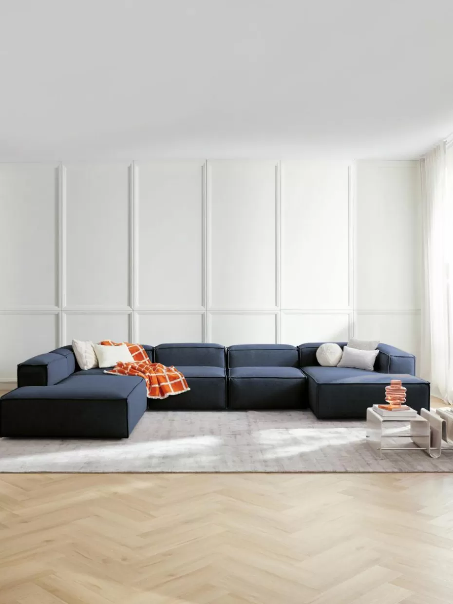 Sofas | Sofaserien-Westwing Collection Modulare Wohnlandschaft Lennon Webstoff Dunkelblau