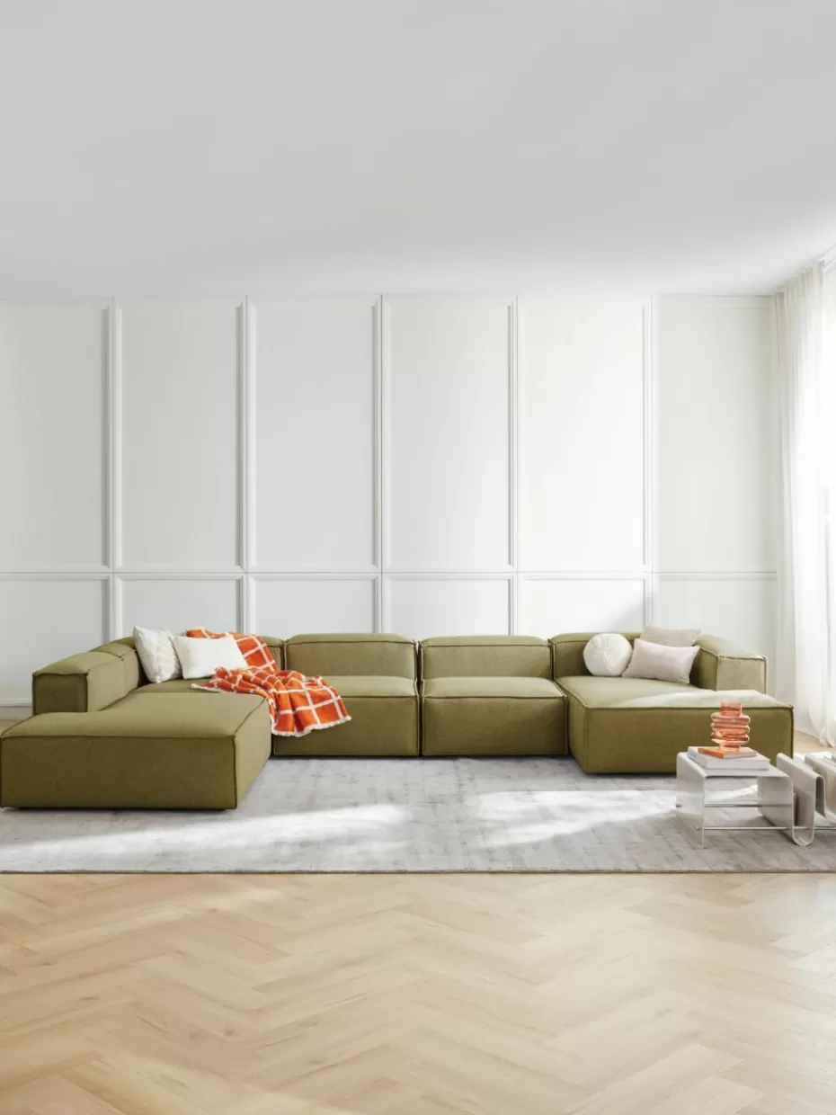 Sofas | Sofaserien-Westwing Collection Modulare Wohnlandschaft Lennon Webstoff Olivgrün