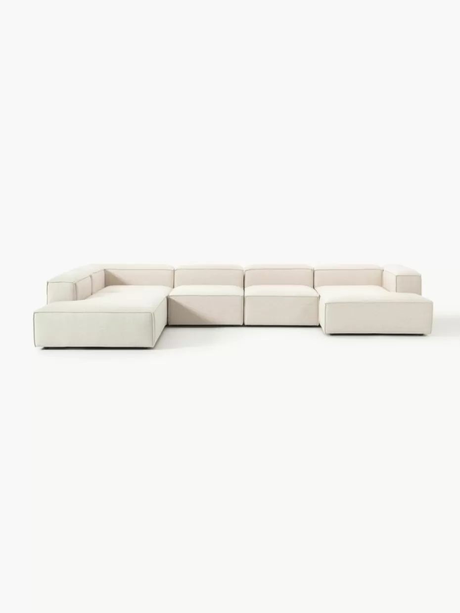 Sofaserien-Westwing Collection Modulare Wohnlandschaft Lennon aus Leinen-Mix Leinen-Mix Beige