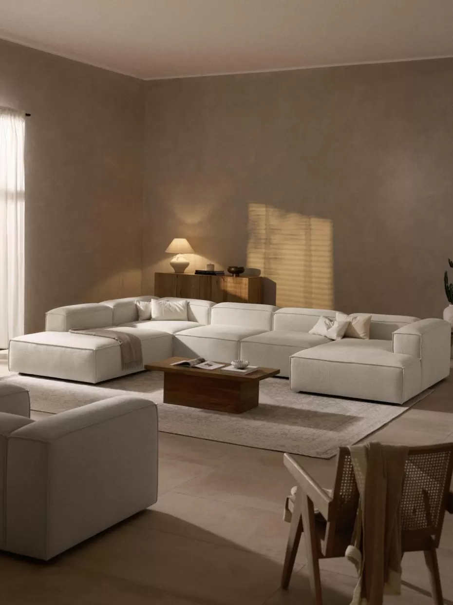 Sofaserien-Westwing Collection Modulare Wohnlandschaft Lennon aus Leinen-Mix Leinen-Mix Beige