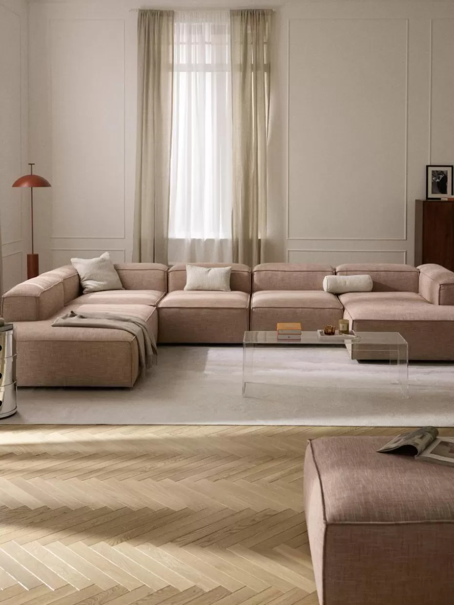 Sofaserien-Westwing Collection Modulare Wohnlandschaft Lennon aus Leinen-Mix Leinen-Mix Rostrot