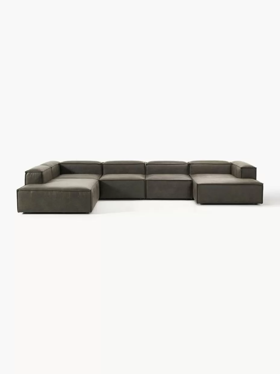 Sofas | Sofaserien-Westwing Collection Modulare Wohnlandschaft Lennon aus recyceltem Leder Leder Taupe