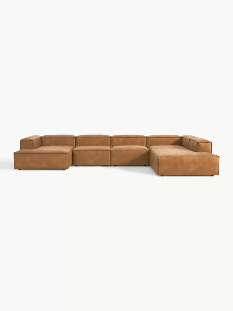 Sofas | Sofaserien-Westwing Collection Modulare Wohnlandschaft Lennon aus recyceltem Leder Leder Braun