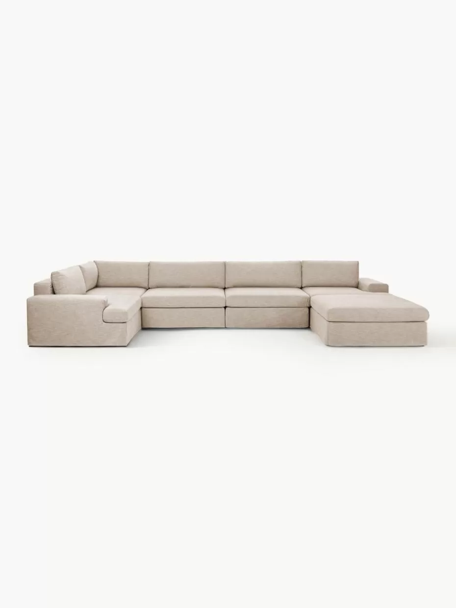 Sofas-Westwing Collection Modulare Wohnlandschaft Russell mit abnehmbaren Bezügen Webstoff Beige