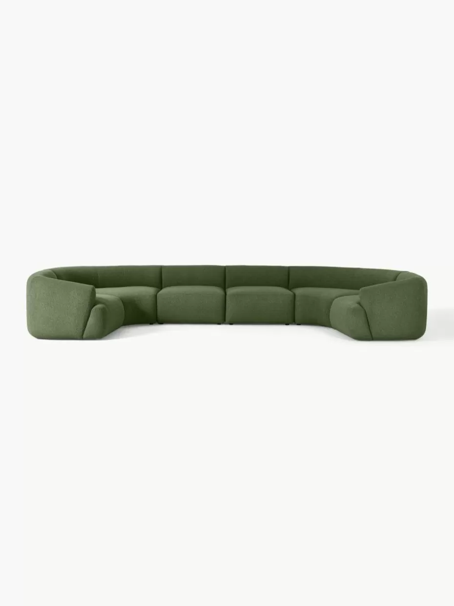 Sofas | Sofaserien-Westwing Collection Modulare XL Bouclé-Wohnlandschaft Sofia Bouclé Dunkelgrün