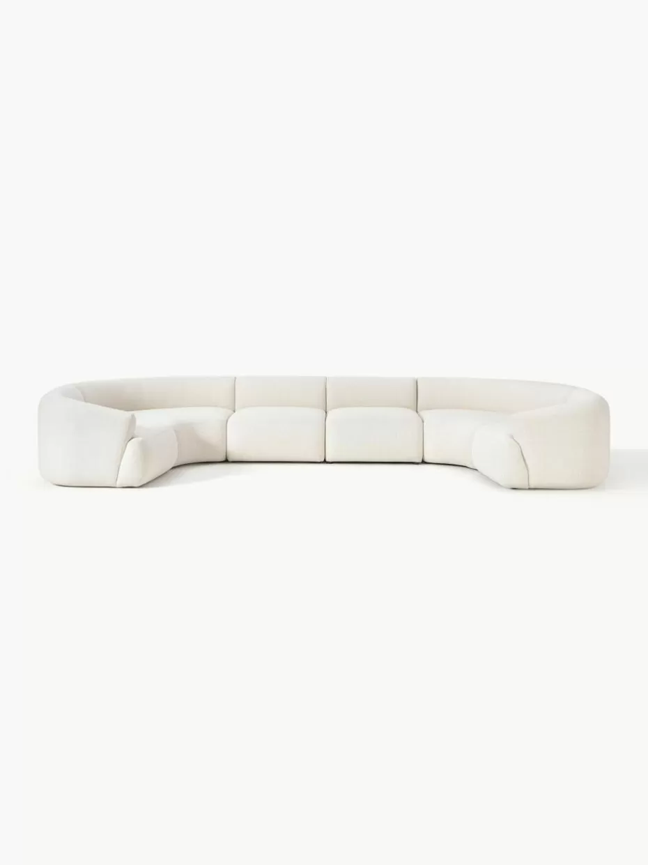 Sofas-Westwing Collection Modulare XL Wohnlandschaft Sofia Webstoff Cremeweiß