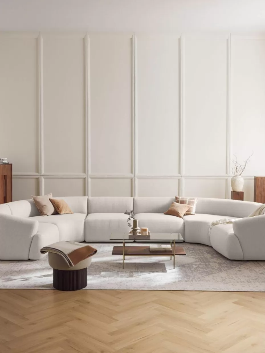 Sofas-Westwing Collection Modulare XL Wohnlandschaft Sofia Webstoff Cremeweiß