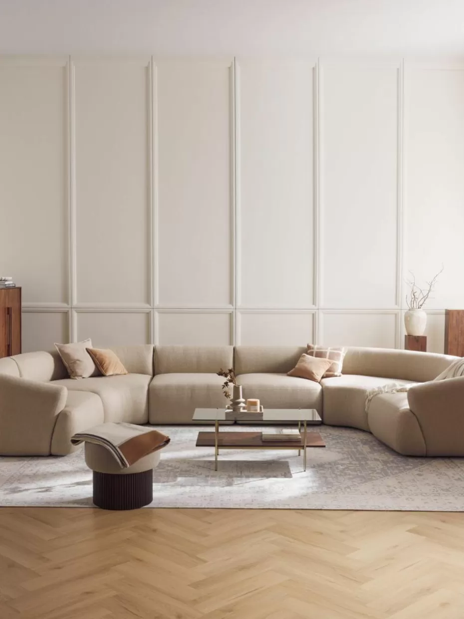 Sofas-Westwing Collection Modulare XL Wohnlandschaft Sofia Webstoff Hellbeige