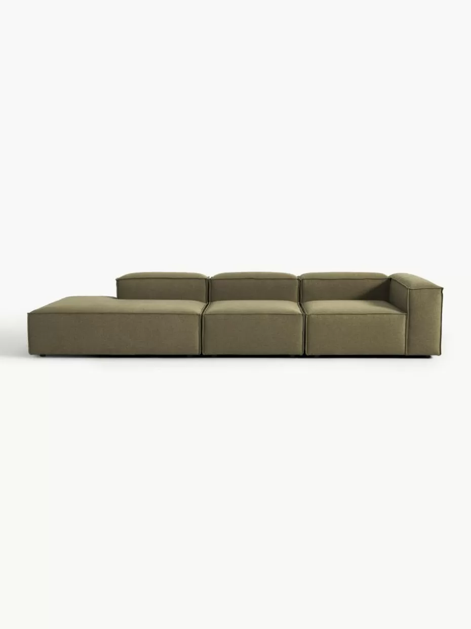 Sofas | Sofaserien-Westwing Collection Modulare XL-Ottomane Lennon Webstoff Olivgrün
