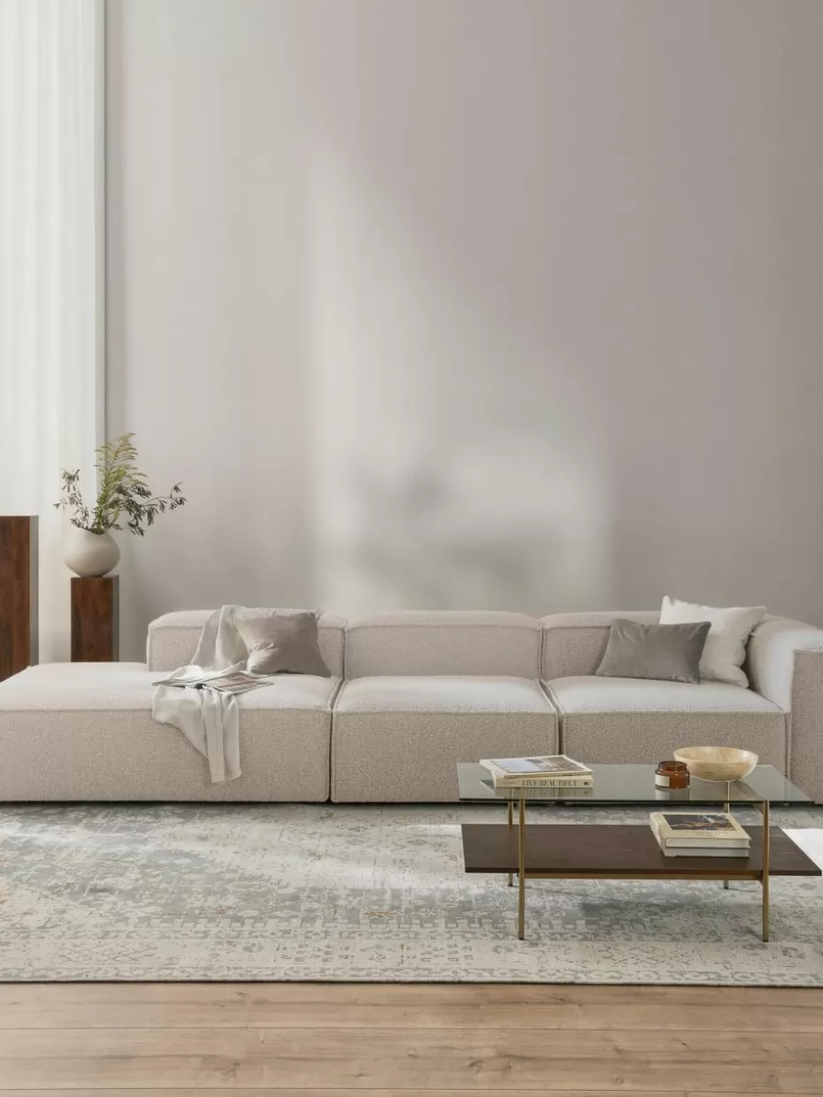 Sofas | Sofaserien-Westwing Collection Modulare XL-Ottomane Lennon aus Bouclé Bouclé Off White