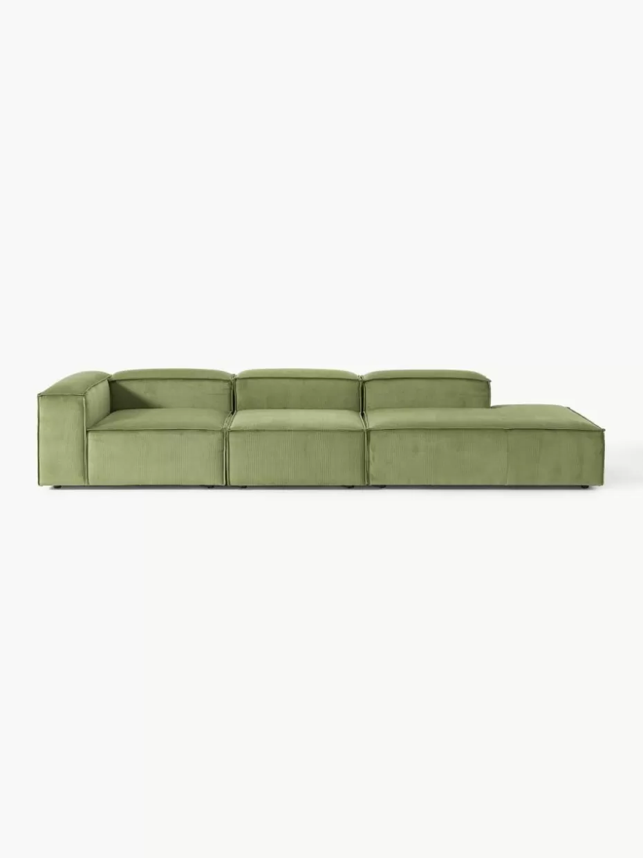 Sofas | Sofaserien-Westwing Collection Modulare XL-Ottomane Lennon aus Cord Cord Olivgrün