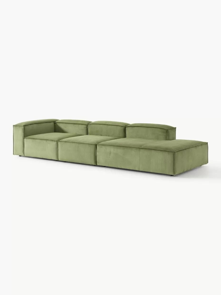 Sofas | Sofaserien-Westwing Collection Modulare XL-Ottomane Lennon aus Cord Cord Olivgrün