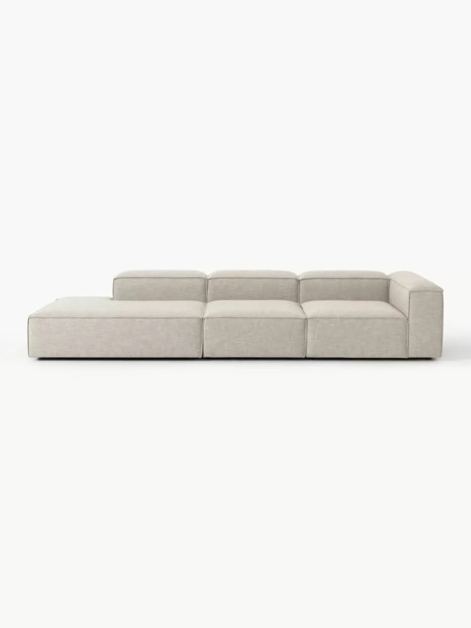 Sofaserien-Westwing Collection Modulare XL-Ottomane Lennon aus Leinen-Mix Leinen-Mix Grau