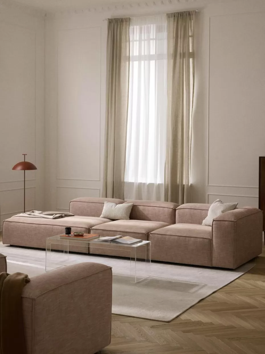 Sofaserien-Westwing Collection Modulare XL-Ottomane Lennon aus Leinen-Mix Leinen-Mix Rostrot