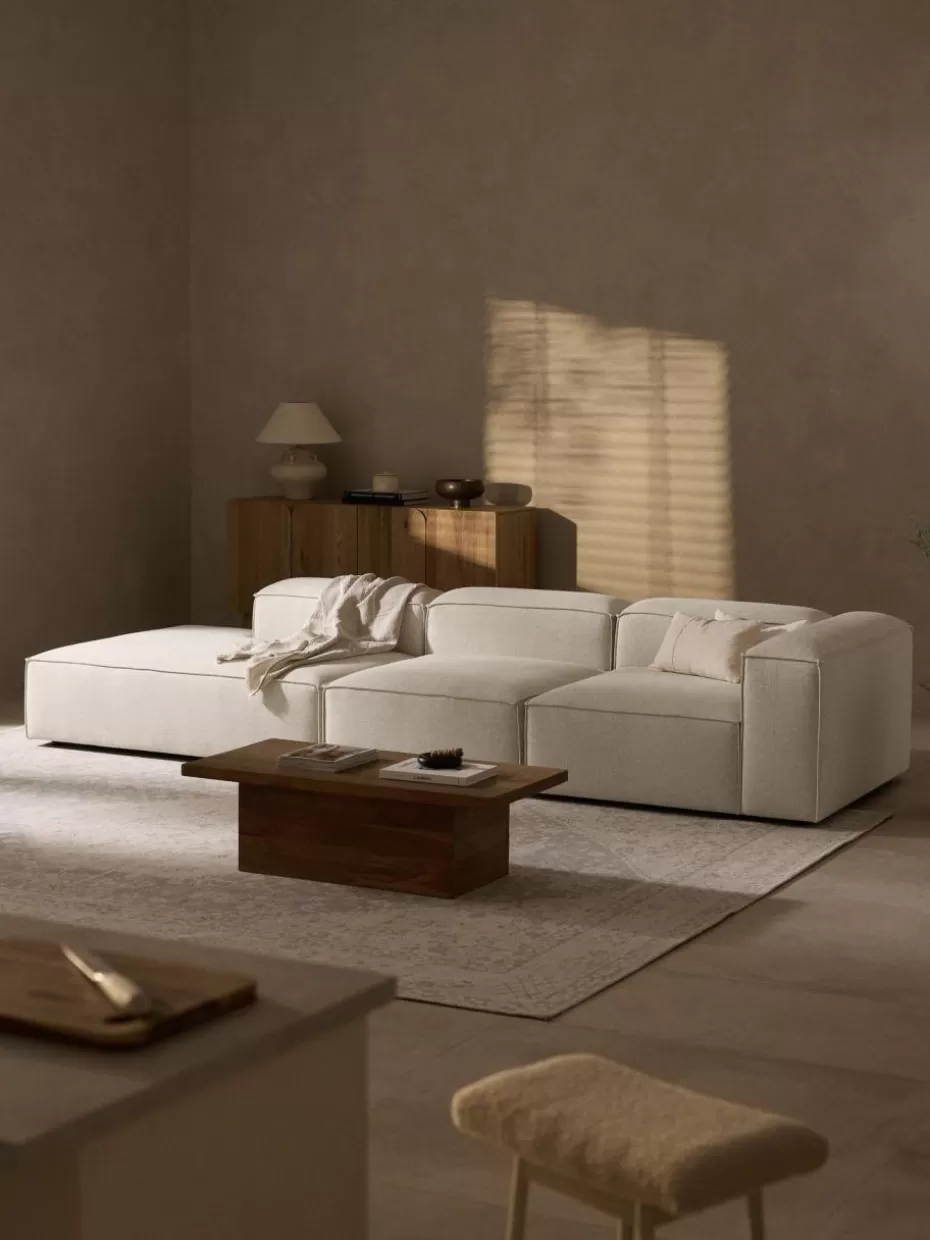 Sofaserien-Westwing Collection Modulare XL-Ottomane Lennon aus Leinen-Mix Leinen-Mix Beige