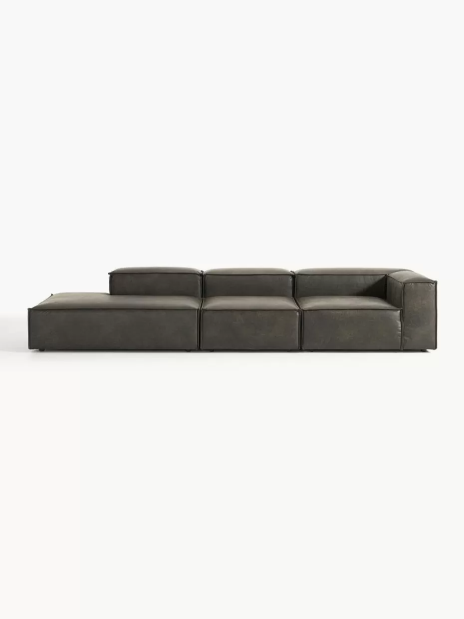 Sofas | Sofaserien-Westwing Collection Modulare XL-Ottomane Lennon aus recyceltem Leder Leder Taupe