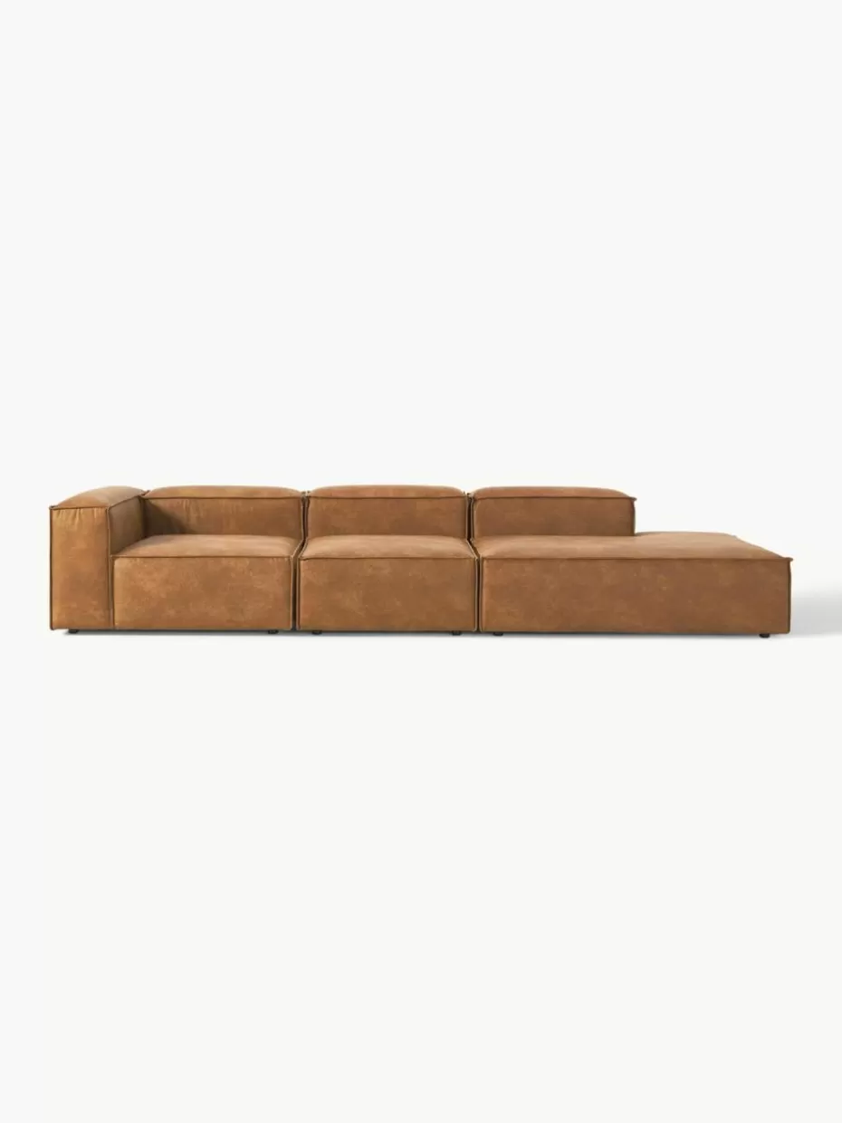 Sofas | Sofaserien-Westwing Collection Modulare XL-Ottomane Lennon aus recyceltem Leder Leder Braun