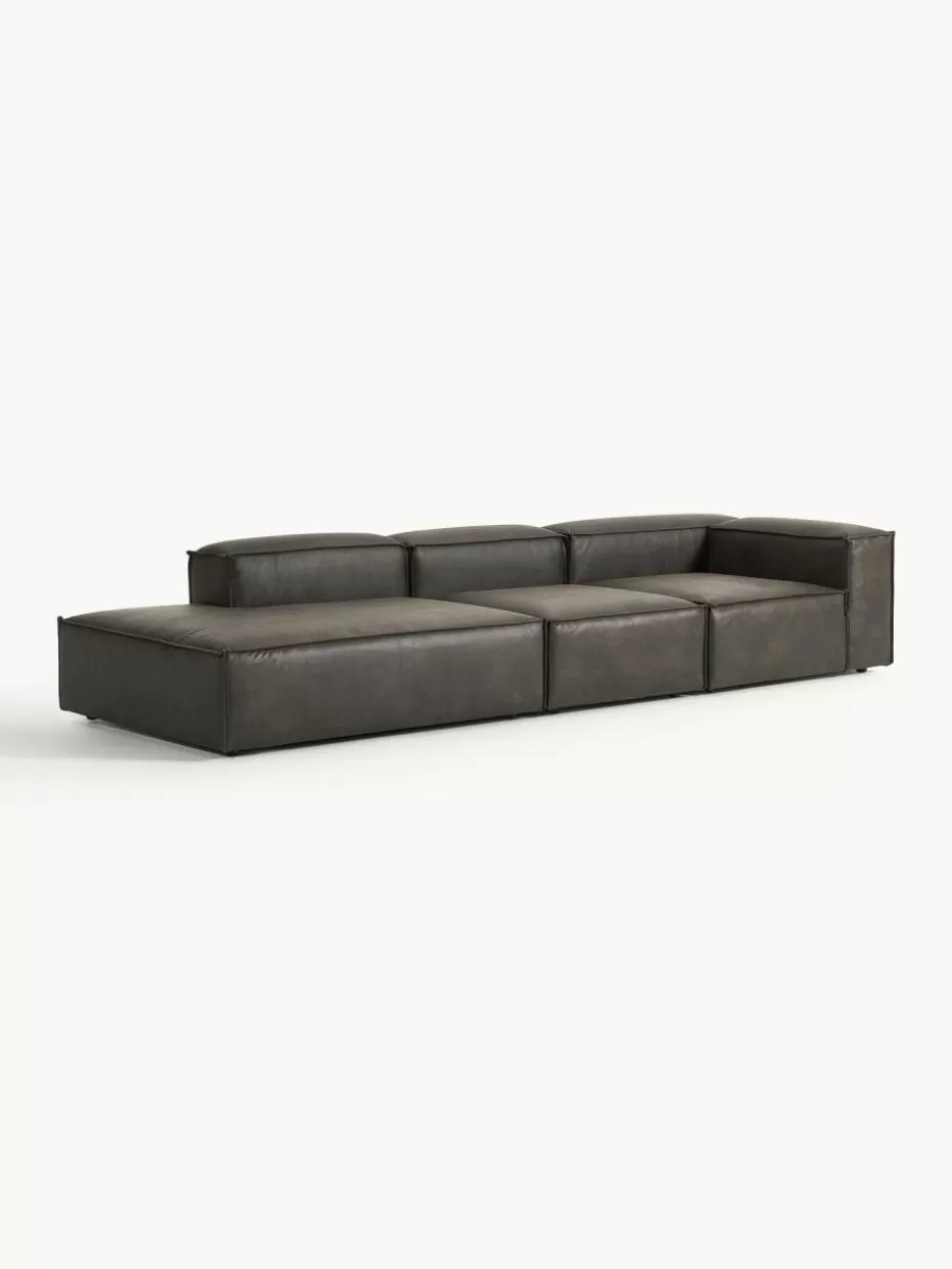 Sofas | Sofaserien-Westwing Collection Modulare XL-Ottomane Lennon aus recyceltem Leder Leder Taupe