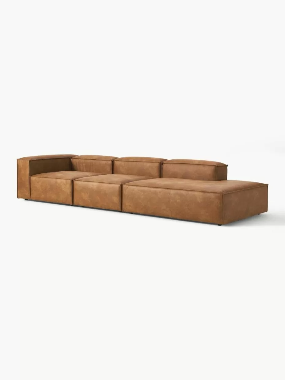 Sofas | Sofaserien-Westwing Collection Modulare XL-Ottomane Lennon aus recyceltem Leder Leder Braun