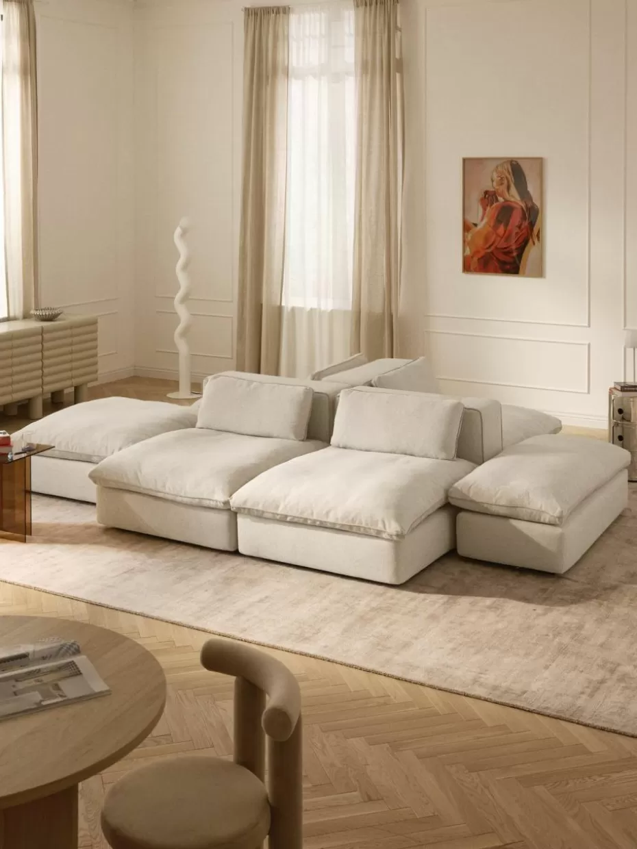 Sofas | Sofaserien-Westwing Collection Modulare XL-Wohnlandschaft Felix Webstoff Hellbeige