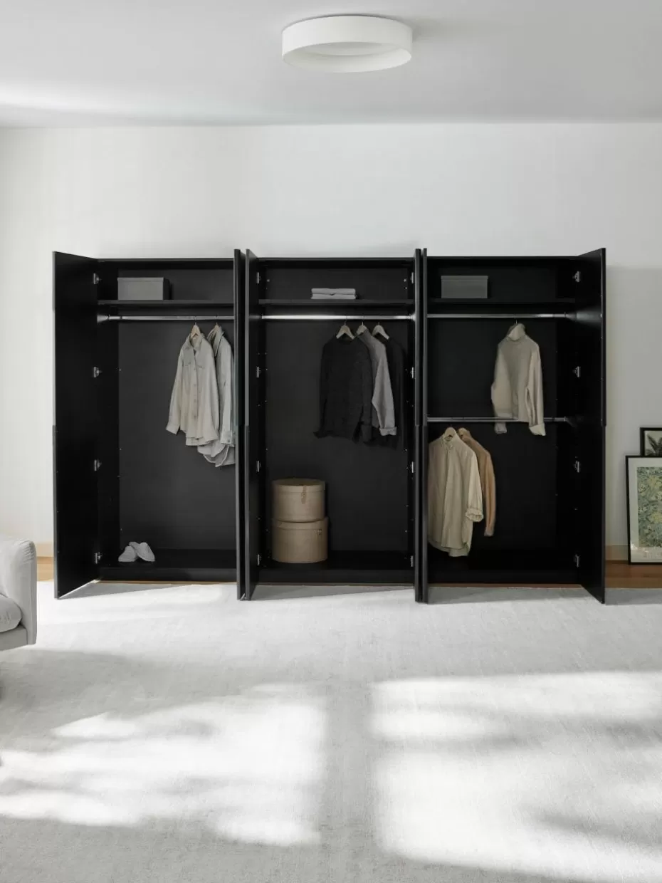Kleiderschränke-Westwing Collection Modularer Drehtürenschrank Leon, 300 cm Breite, mehrere Varianten Schwarz