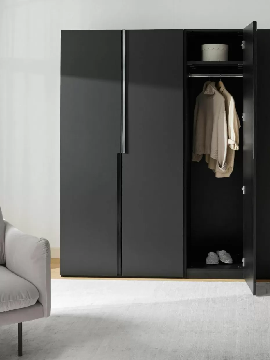 Kleiderschränke-Westwing Collection Modularer Drehtürenschrank Leon, 50 cm Breite, mehrere Varianten Schwarz