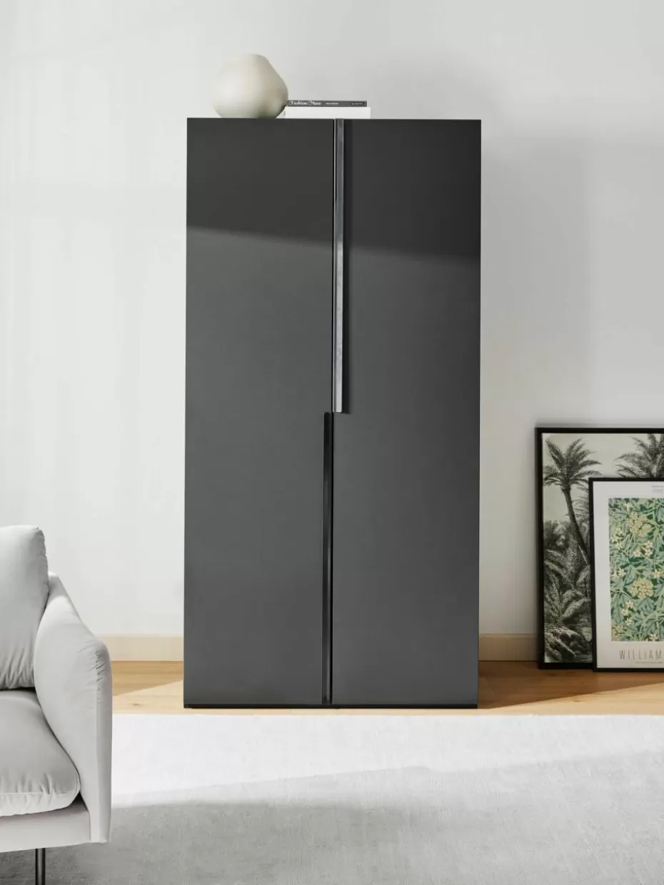 Kleiderschränke-Westwing Collection Modularer Drehtürenschrank Leon, 100 cm Breite, mehrere Varianten Schwarz